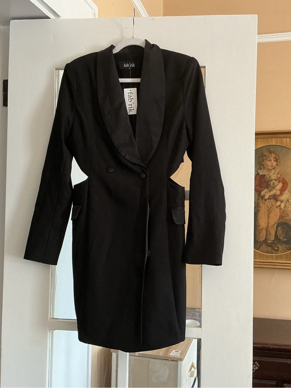 NWT fab'rik Black Cutout Tuxedo Blazer Mini Dress S